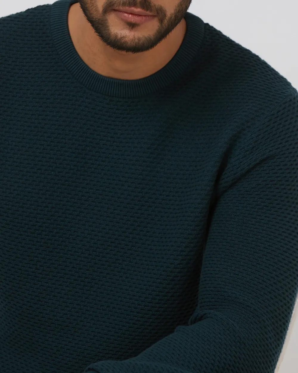 Comfortable Soft Daily Slim Teal Cotton Sweater