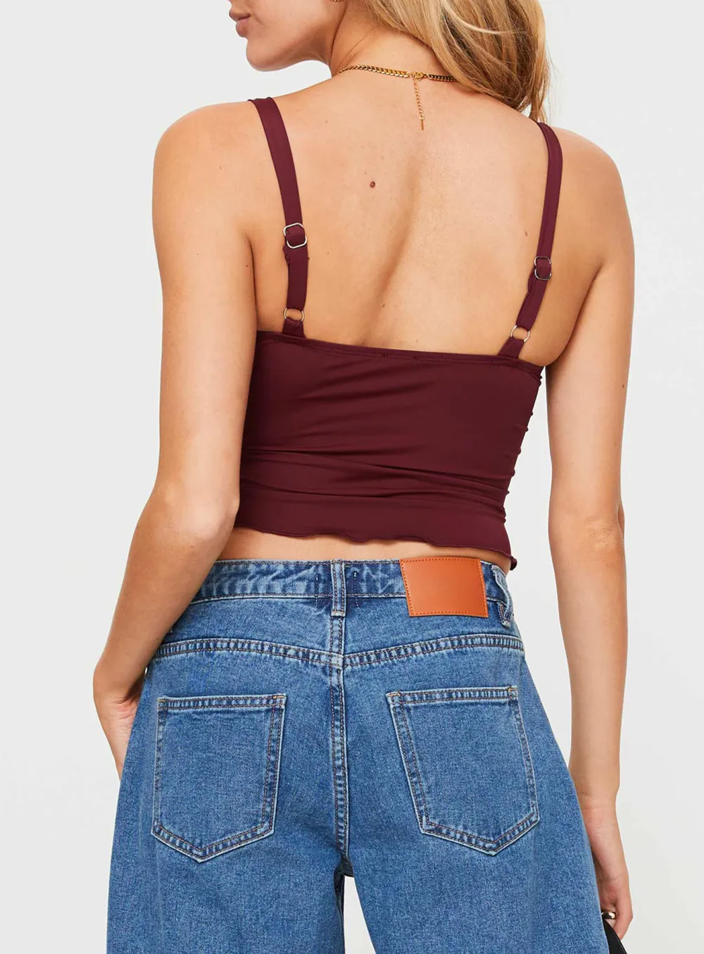 Grey Crisscross Strap Crop Top