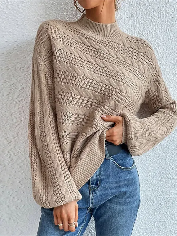 Women's Knit Knitted Pure Color Stylish Casual Sweater