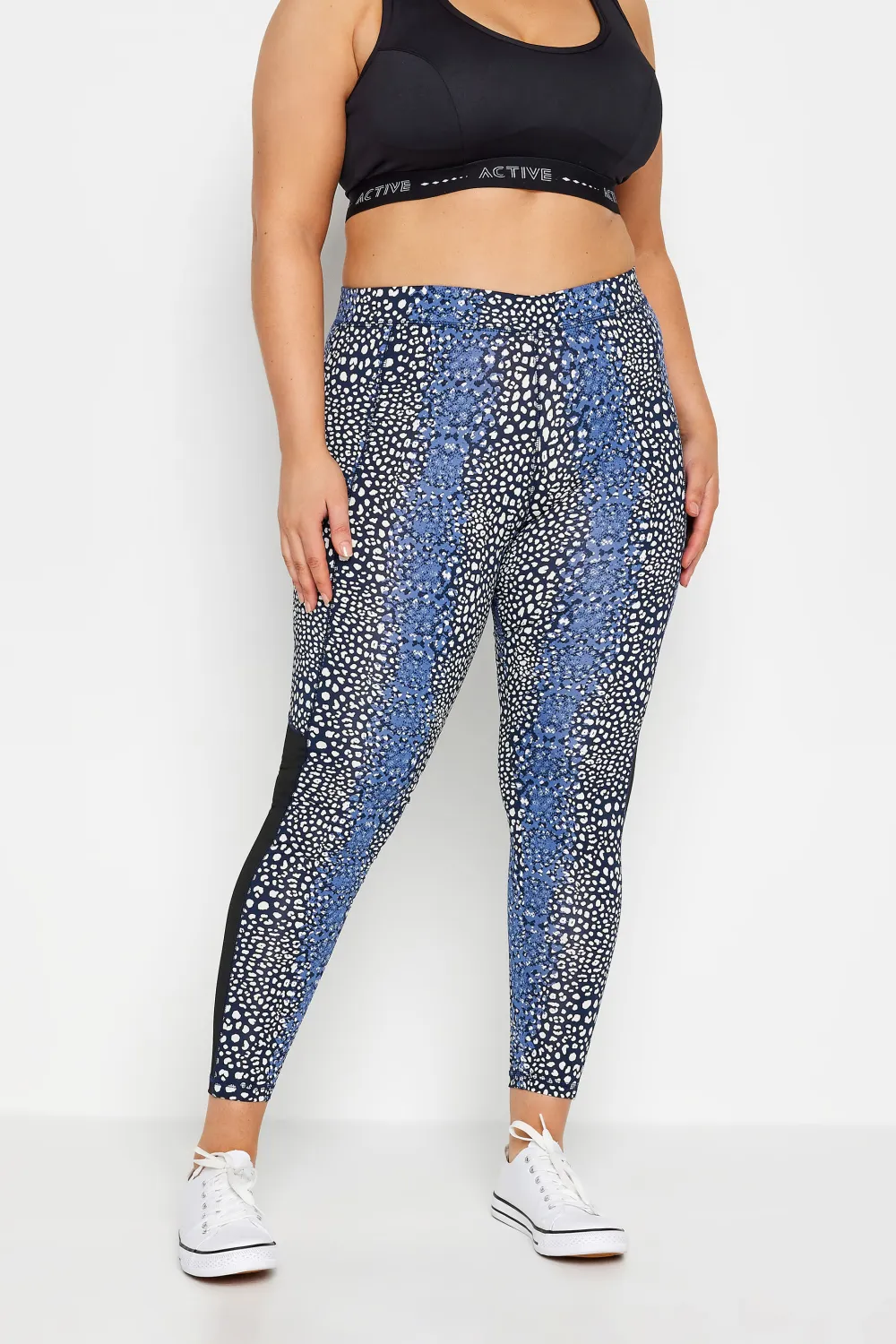 Evans Black & Blue Animal Print Active Legging