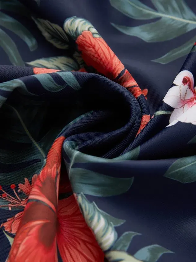 Vacation Floral Printing Scoop Neck Tankinis Two-Piece Set