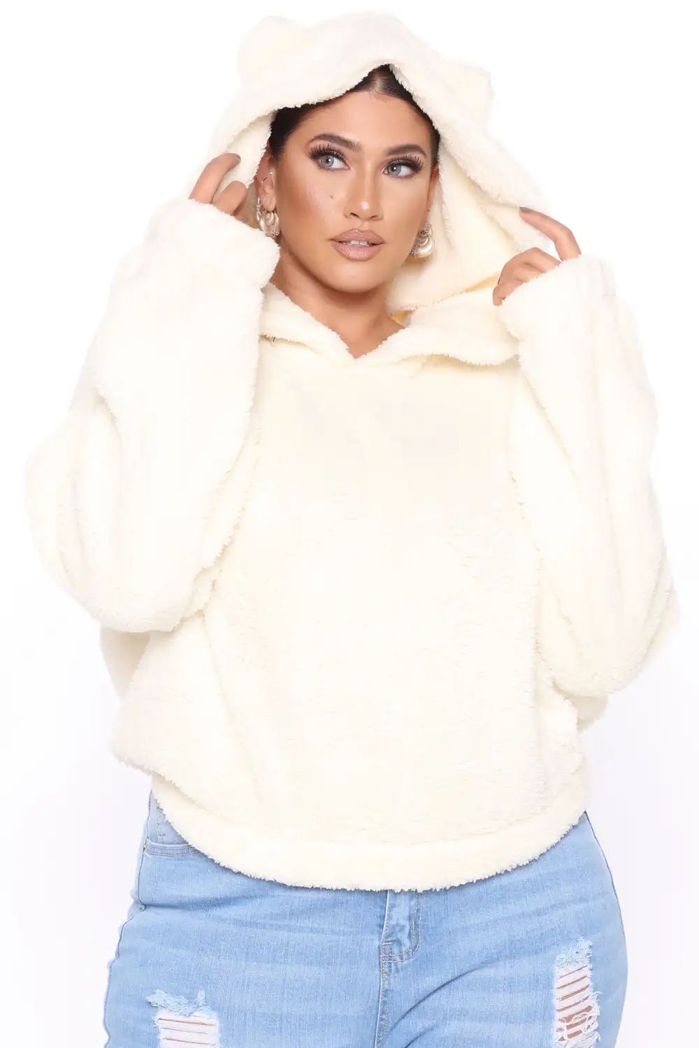Your Favorite Teddy Bear Pullover Jacket - Ivory