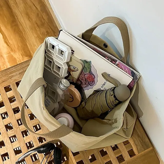 Casual Large-capacity Fashion Shoulder Bag Alphabet Print Zipper Trendy Handbag With Adjustable Strap Women Canvas Shoulder Bag Fashion Big Tote Khaki Black Green