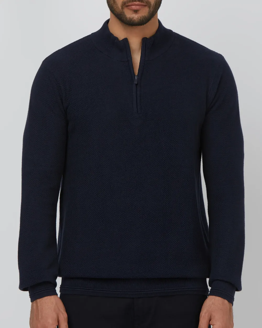 Comfortable Soft And Light-Skinned Slim Navy Sweater