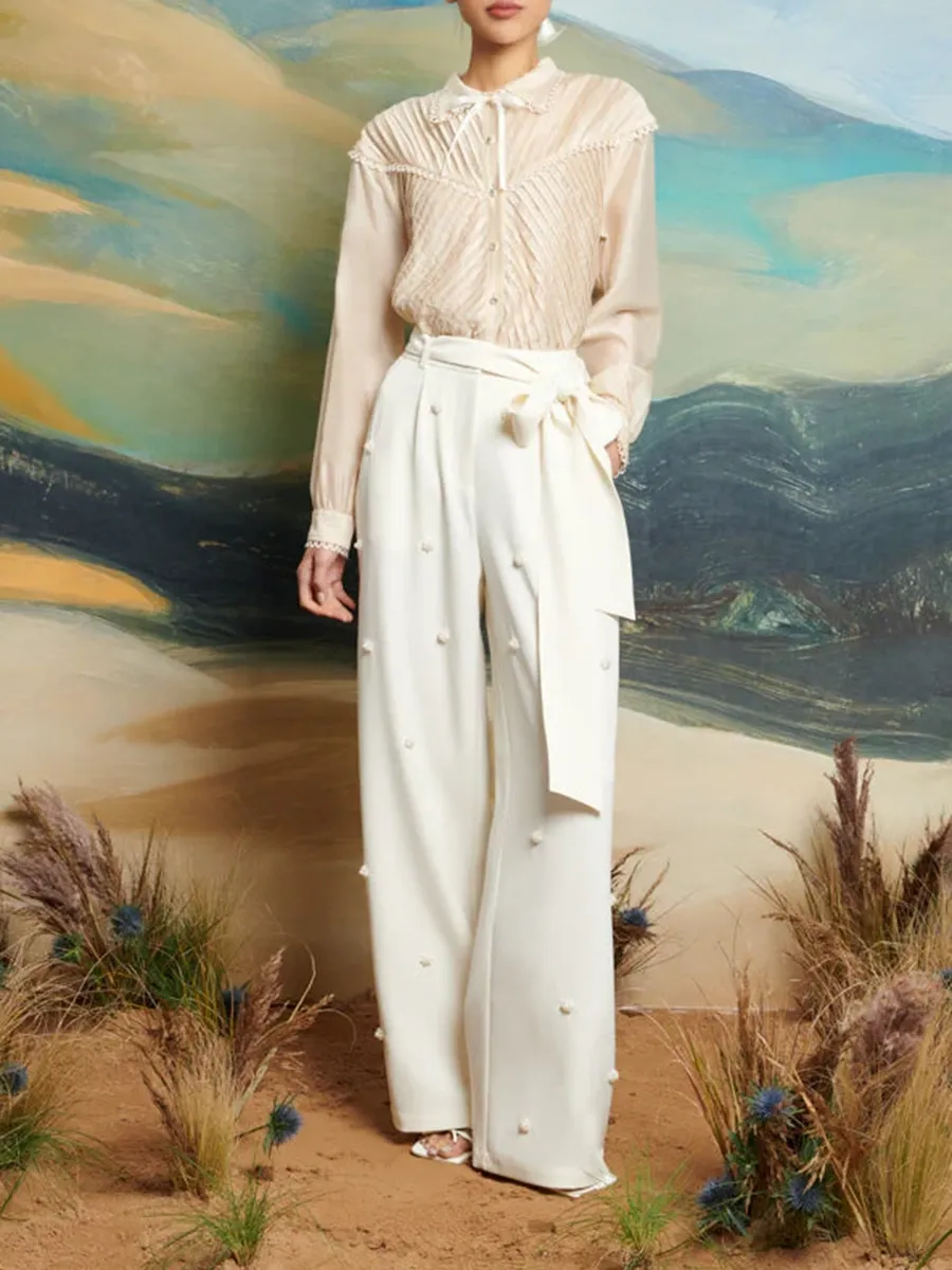 Casual Lace Ruffle Blouse