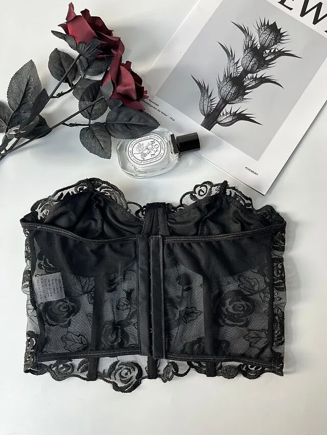 Corset Women's Corset Tops Prom Party & Evening Club Black White Red Sexy Underbust Corset Buckle Tummy Control Lace Summer Spring