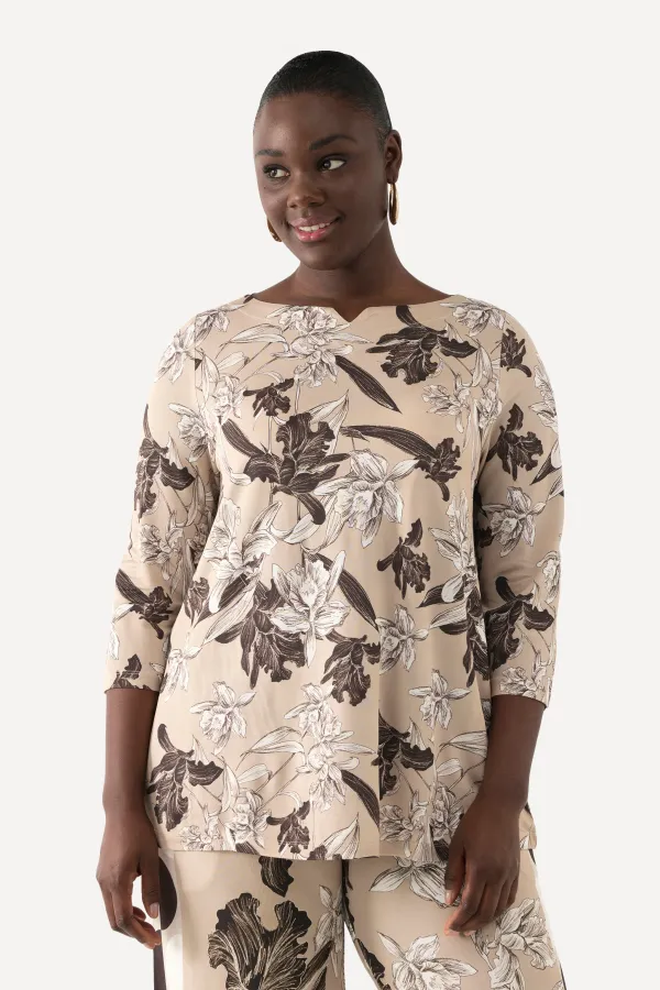 Slinkyshirt, A-Linie, U-Boot-Ausschnitt, 3/4-Arm