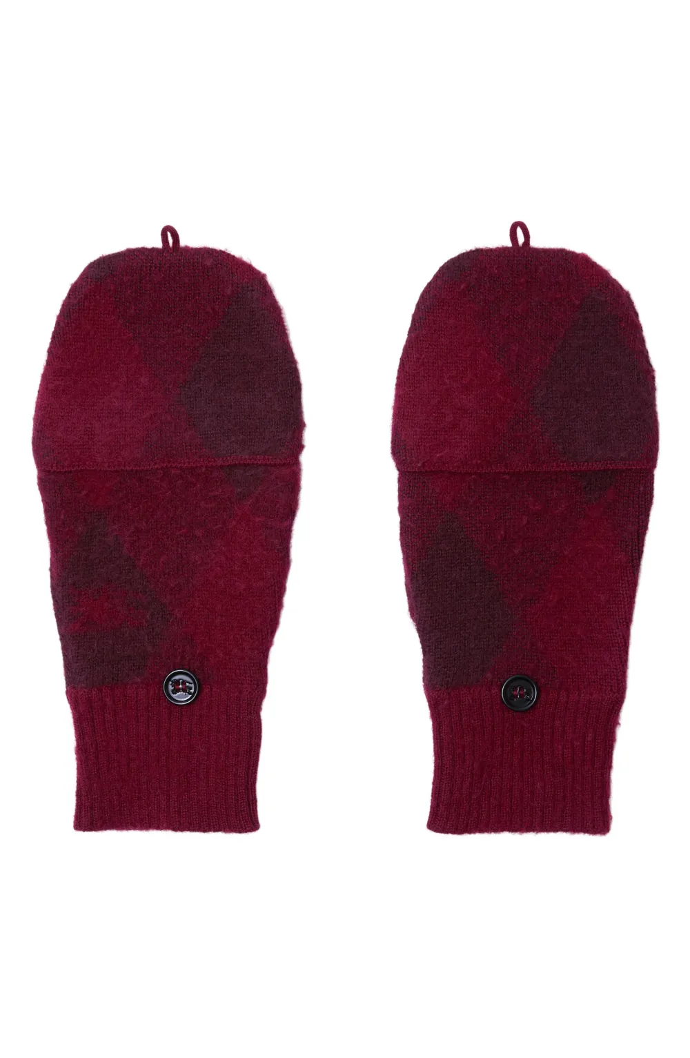 Argyle Convertible Wool Mittens