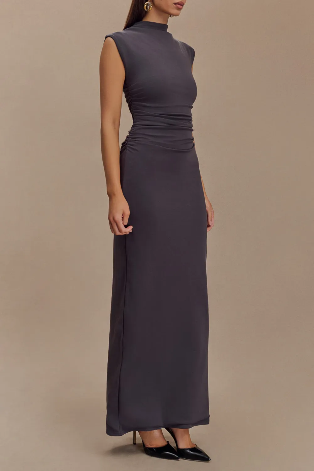 High Neck Sleeveless Maxi Dress