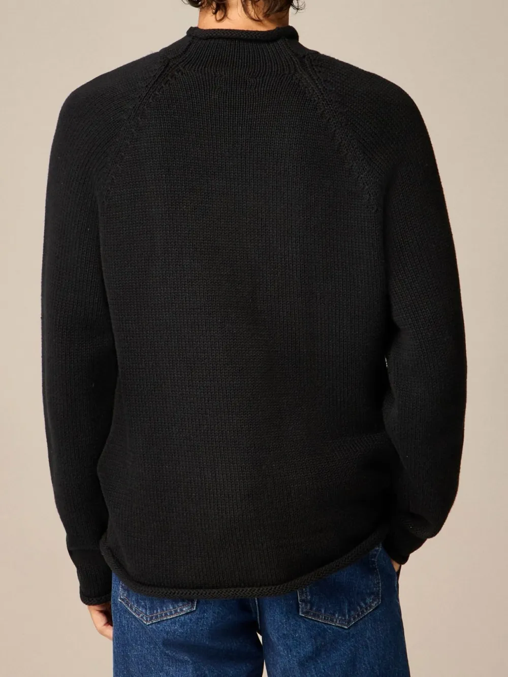 Black Mock Neck Knit Sweater