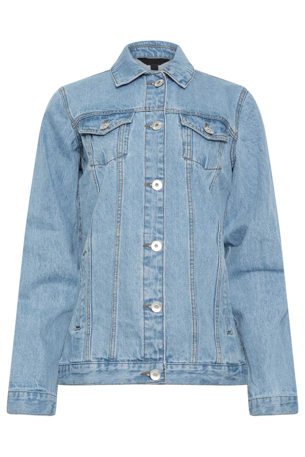 Long Sleeve Blue Mid Wash Denim Jacket