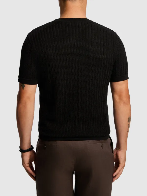 Textured Knit Short Sleeve T-Shirt