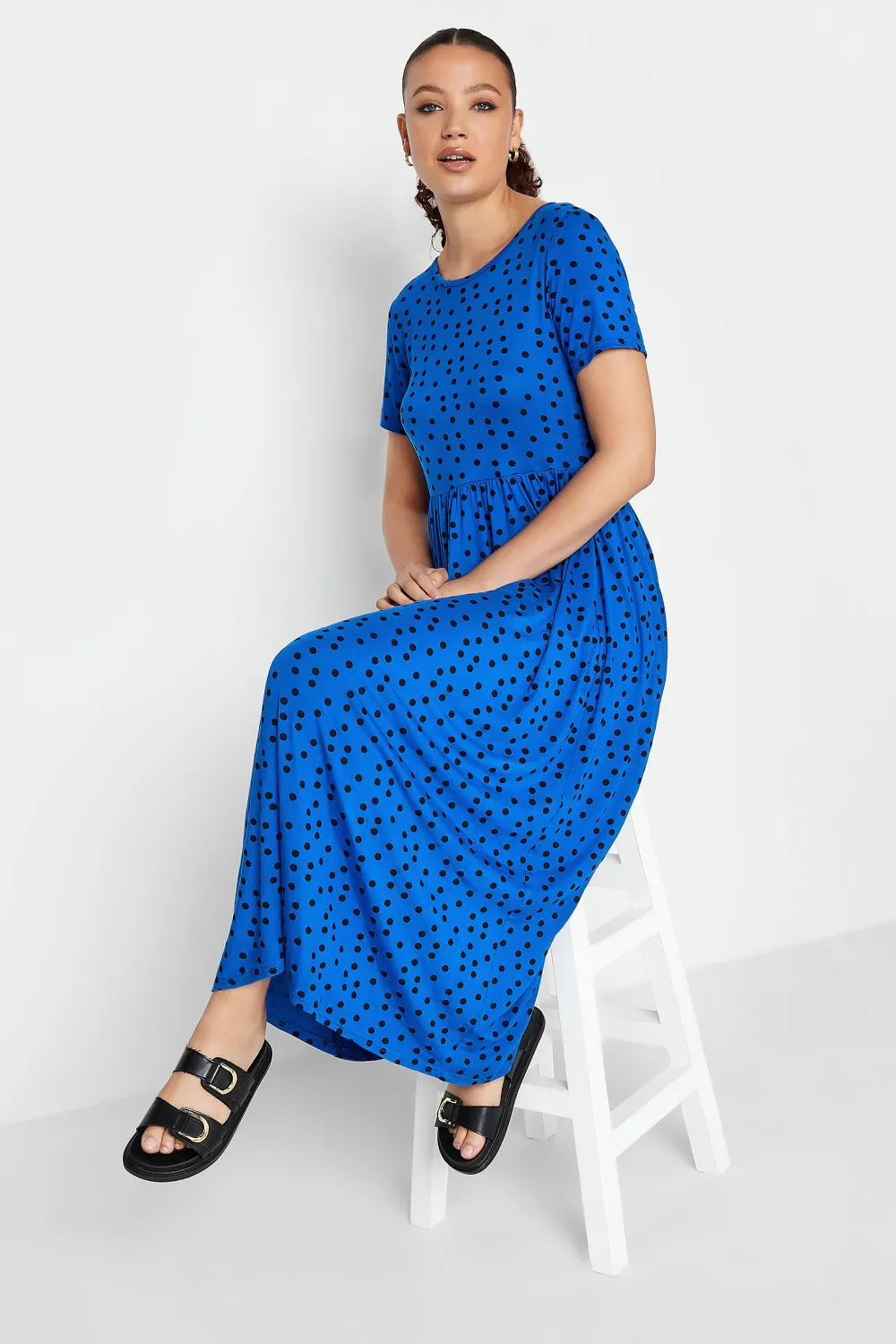 LTS Tall Cobalt Blue Polka Dot Maxi Dress
