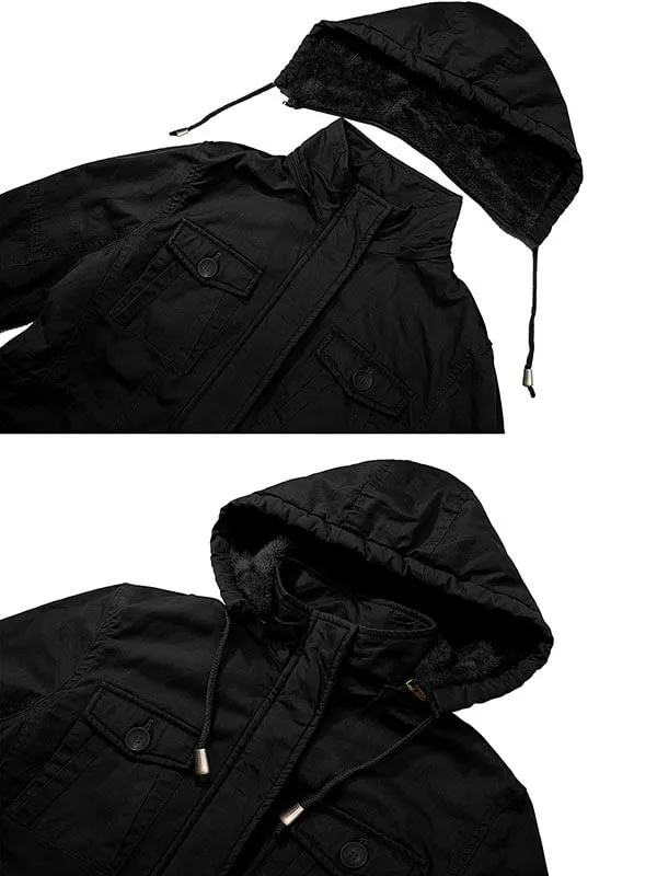 Women's winter Sherpa lining parka warm jacket with detachable hood