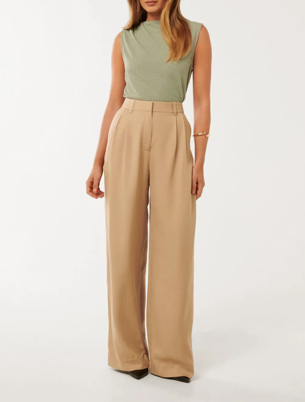 Pleated Wide-Leg Pants