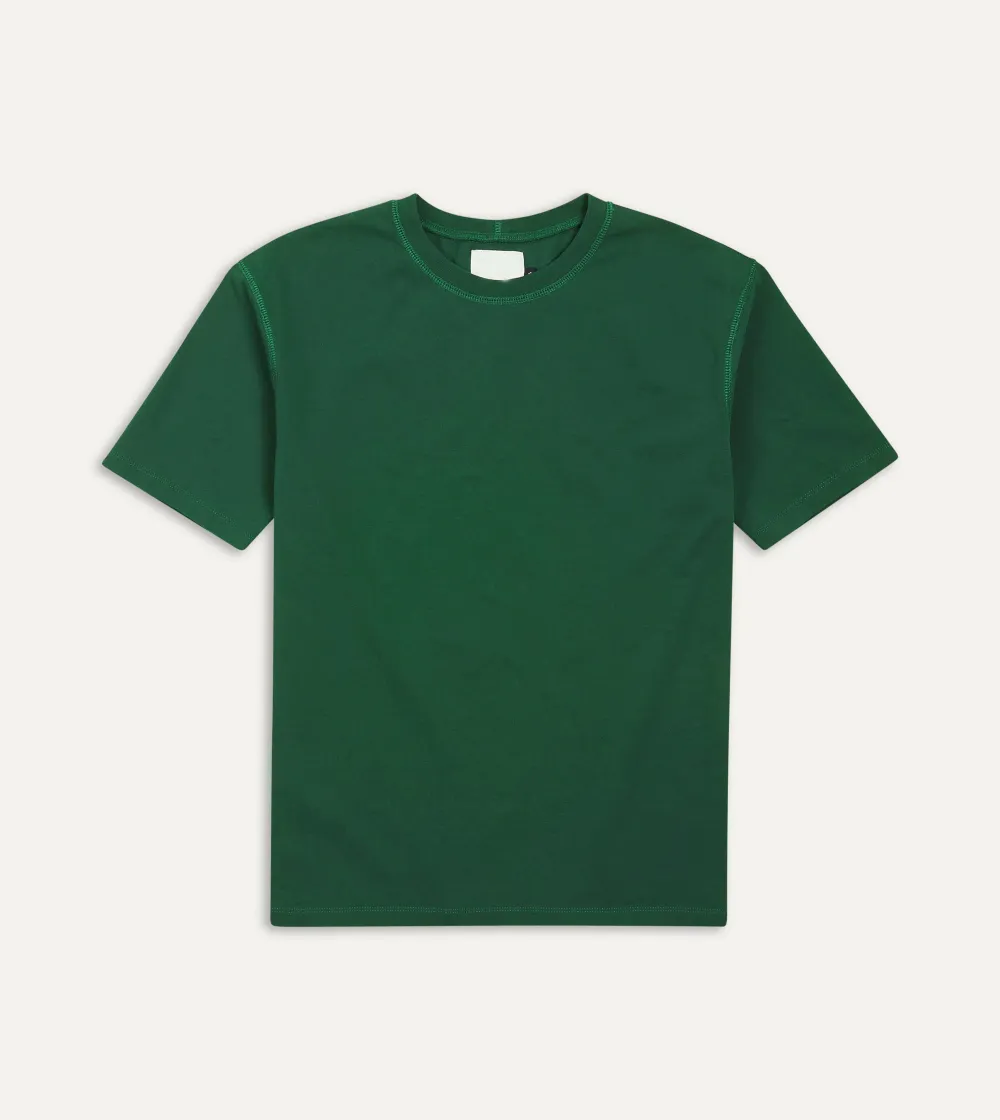 Casual Style Forest Green Cotton Crew Neck Hiking T-Shirt