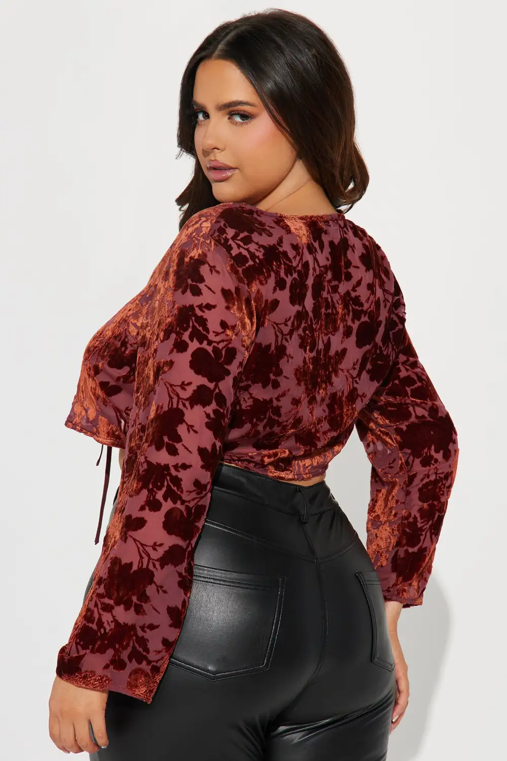 Amalia Floral Blouse Top - Burgundy/combo
