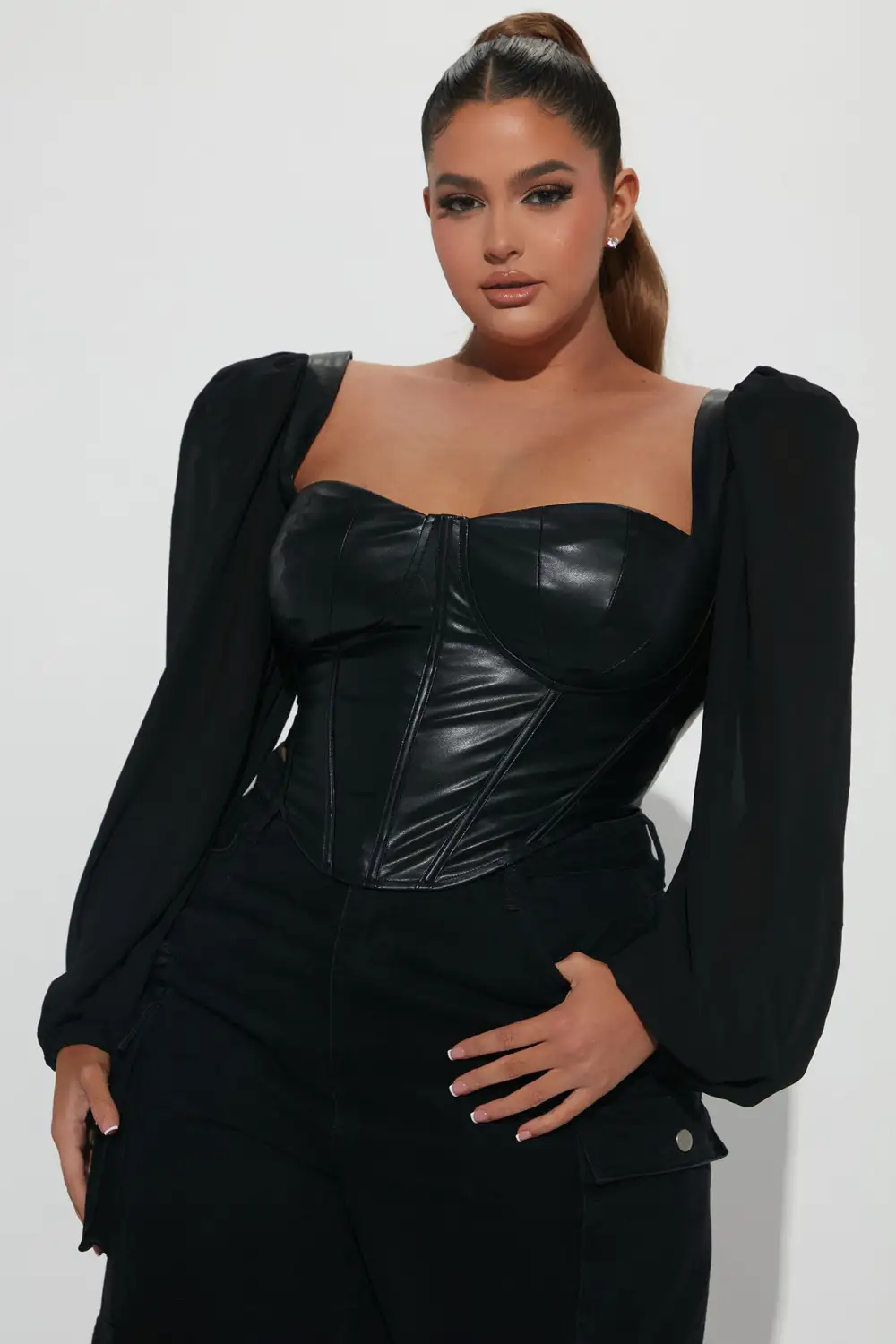 Handle It PU Corset Top - Black