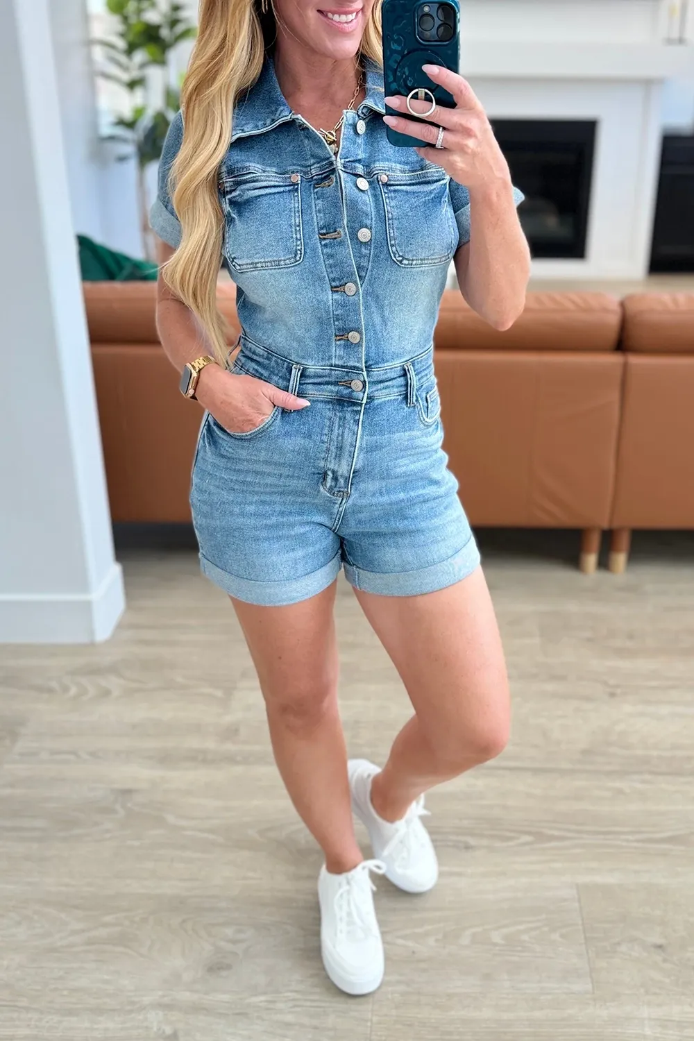 Summer Basic Slimming  Blue Denim Jumpsuit