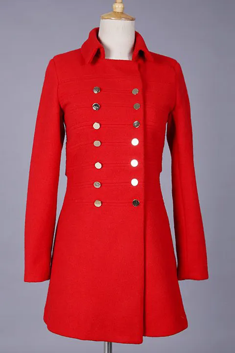 Double Breasted Buttons Slim Coat