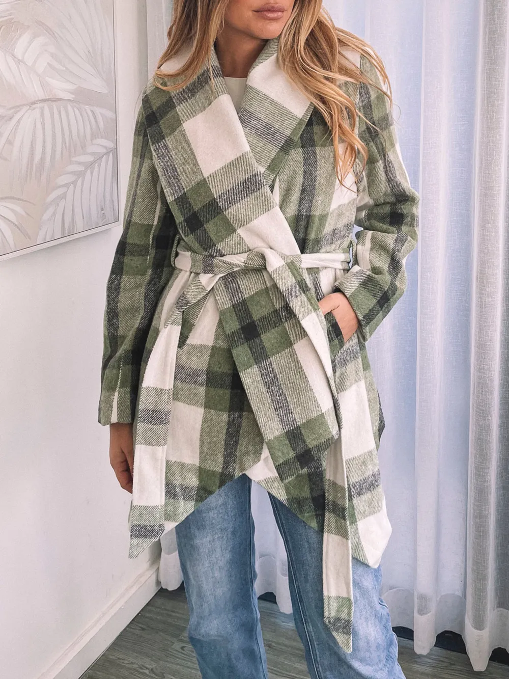 Green Check Daily Long sleeves Jacket