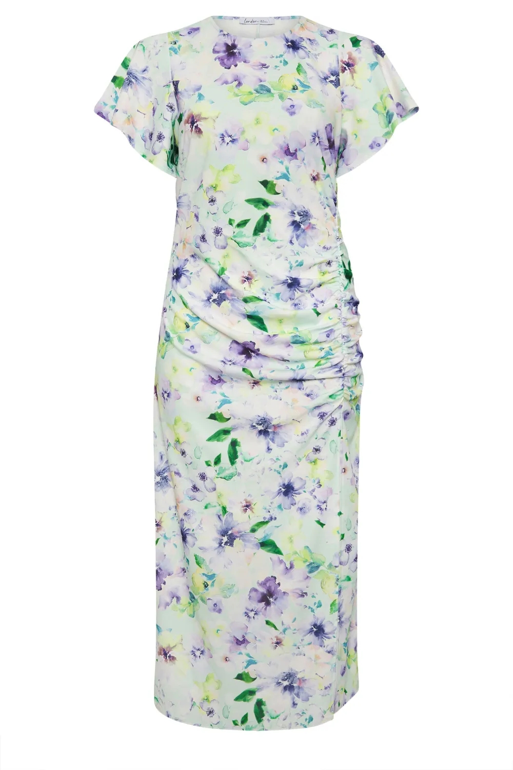 YOURS LONDON Curve Green Floral Print Gathered Dress