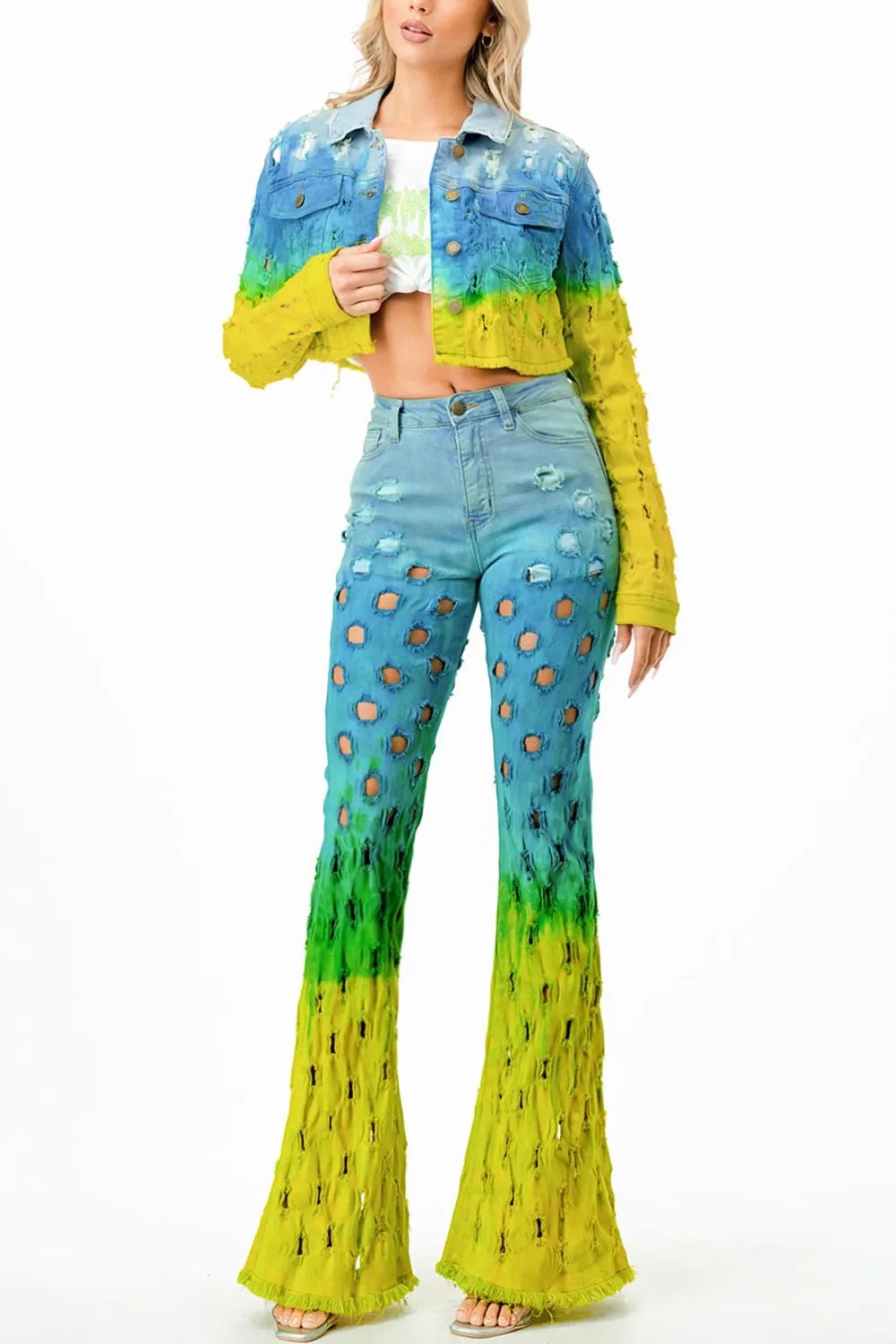 Dip Dye Cropped Jacket