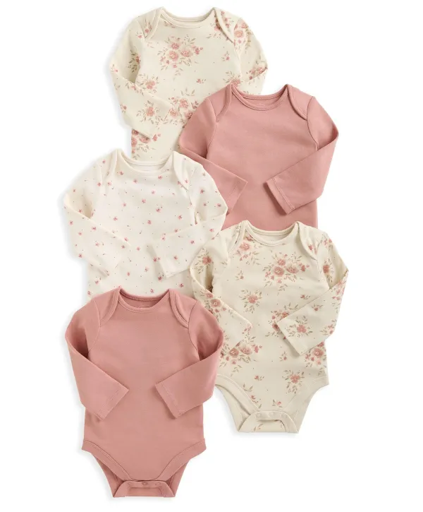 Floral Long Sleeve Bodysuits (Pack of 5)
