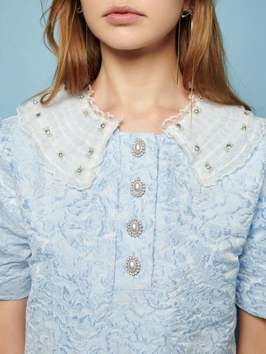 Crew Neck Jacquard Mini Dress