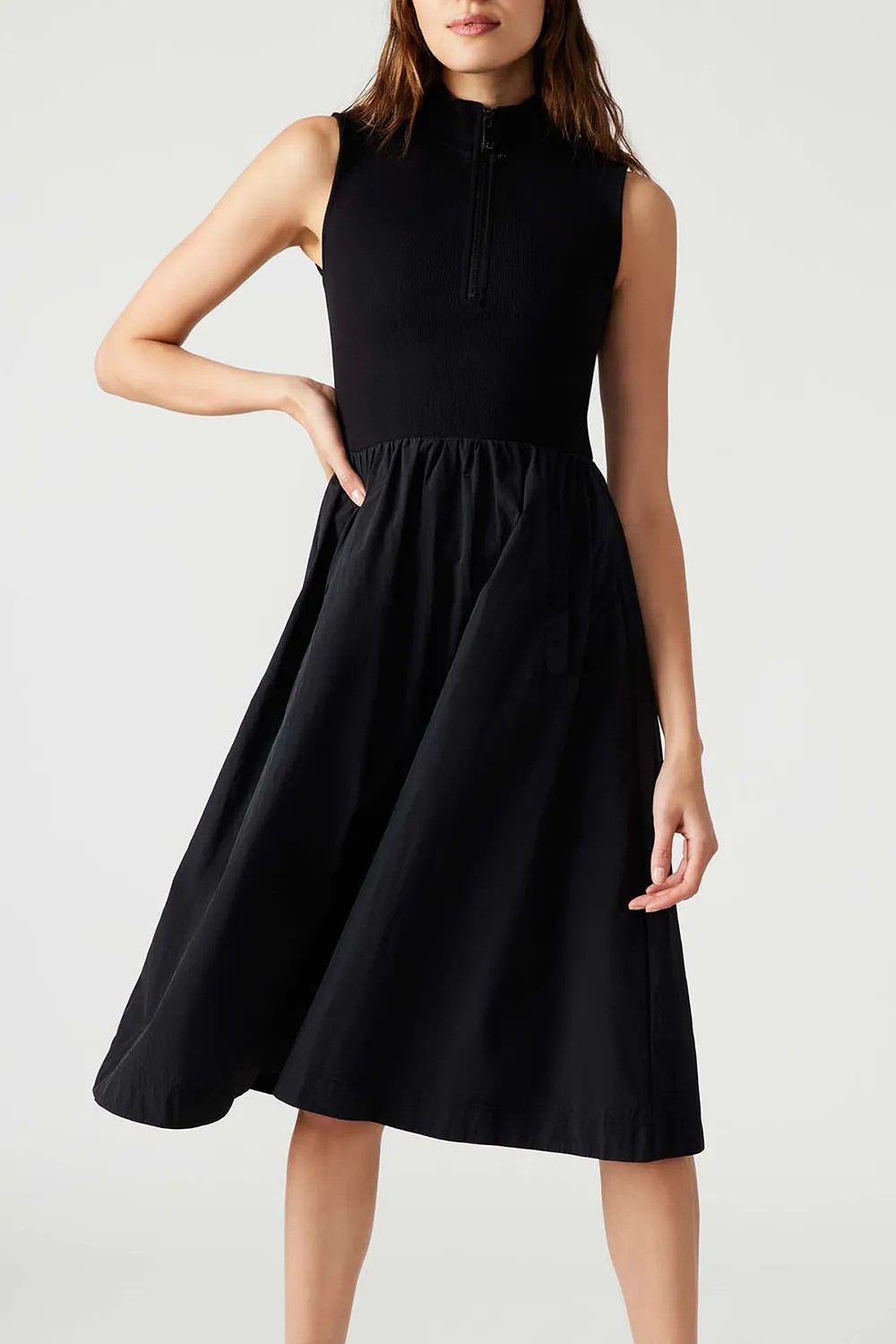 ZIP COLLAR DRESS BLACK