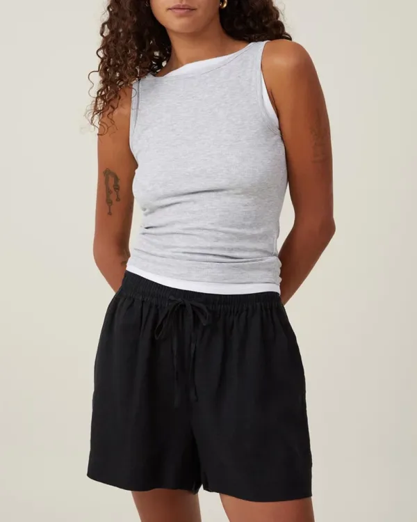 cotton and linen drawstring shorts