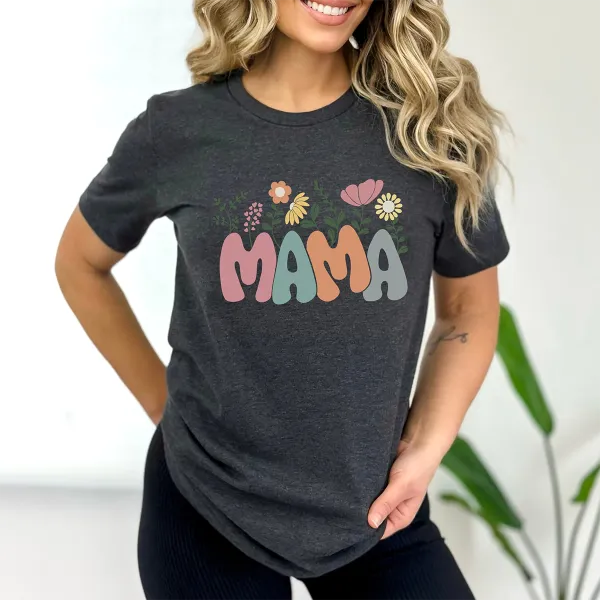 Mama Printed Round Neck Short Sleeve T-Shirt