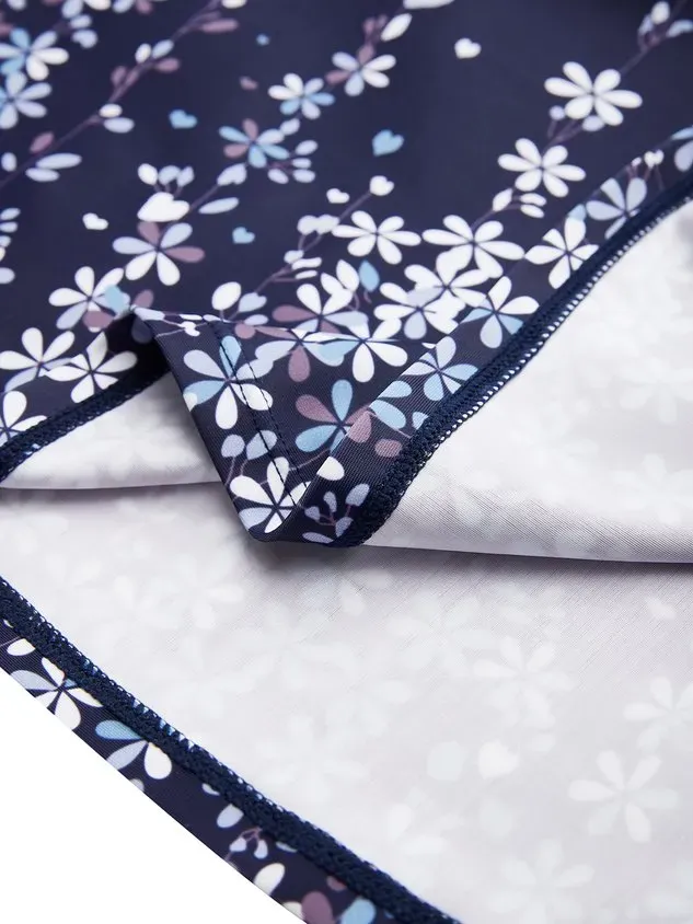 Simple Floral Printing Halter Swimdress Two-Piece Set