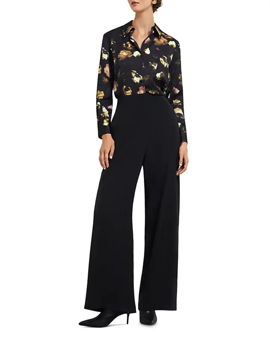 Black Wide Leg Silhouette Trousers