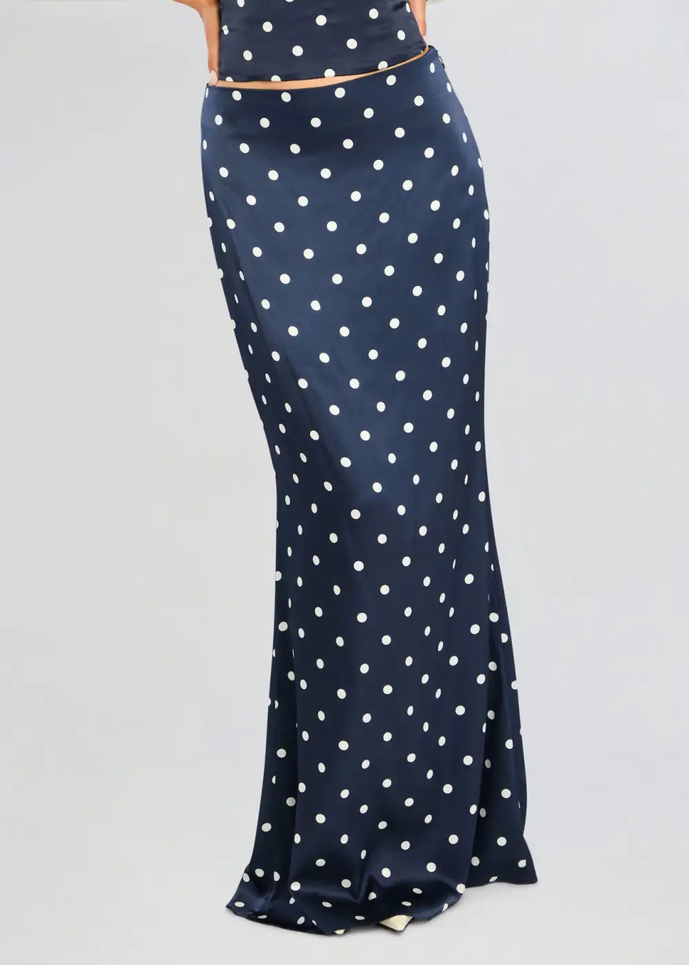 Navy Polka Dot Maxi Skirt