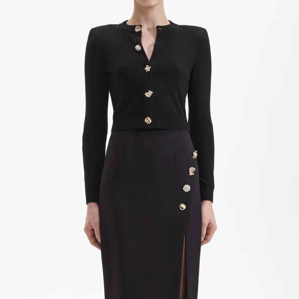 Black Crepe Midi Skirt