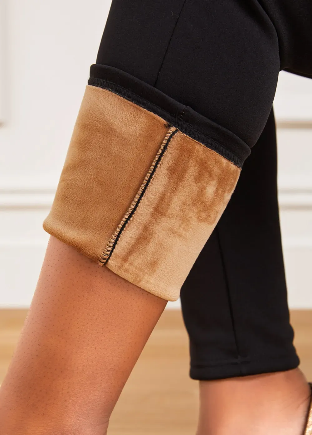 Black Pocket Skinny Elastic Waist Pants