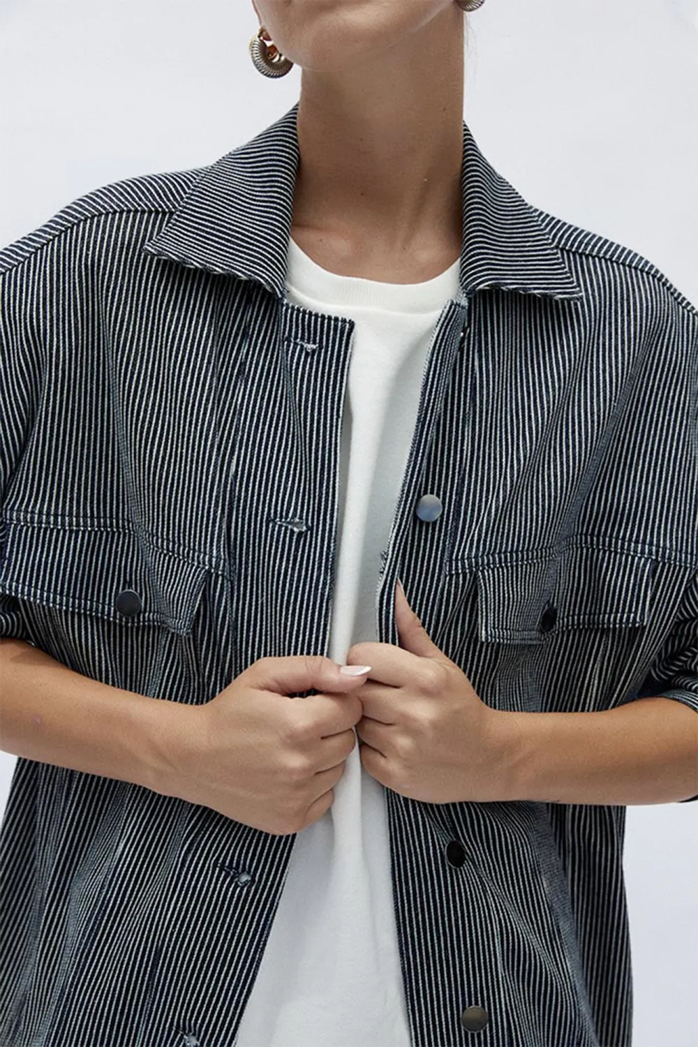 Navy Classic Loose Daily Pocket Jacket