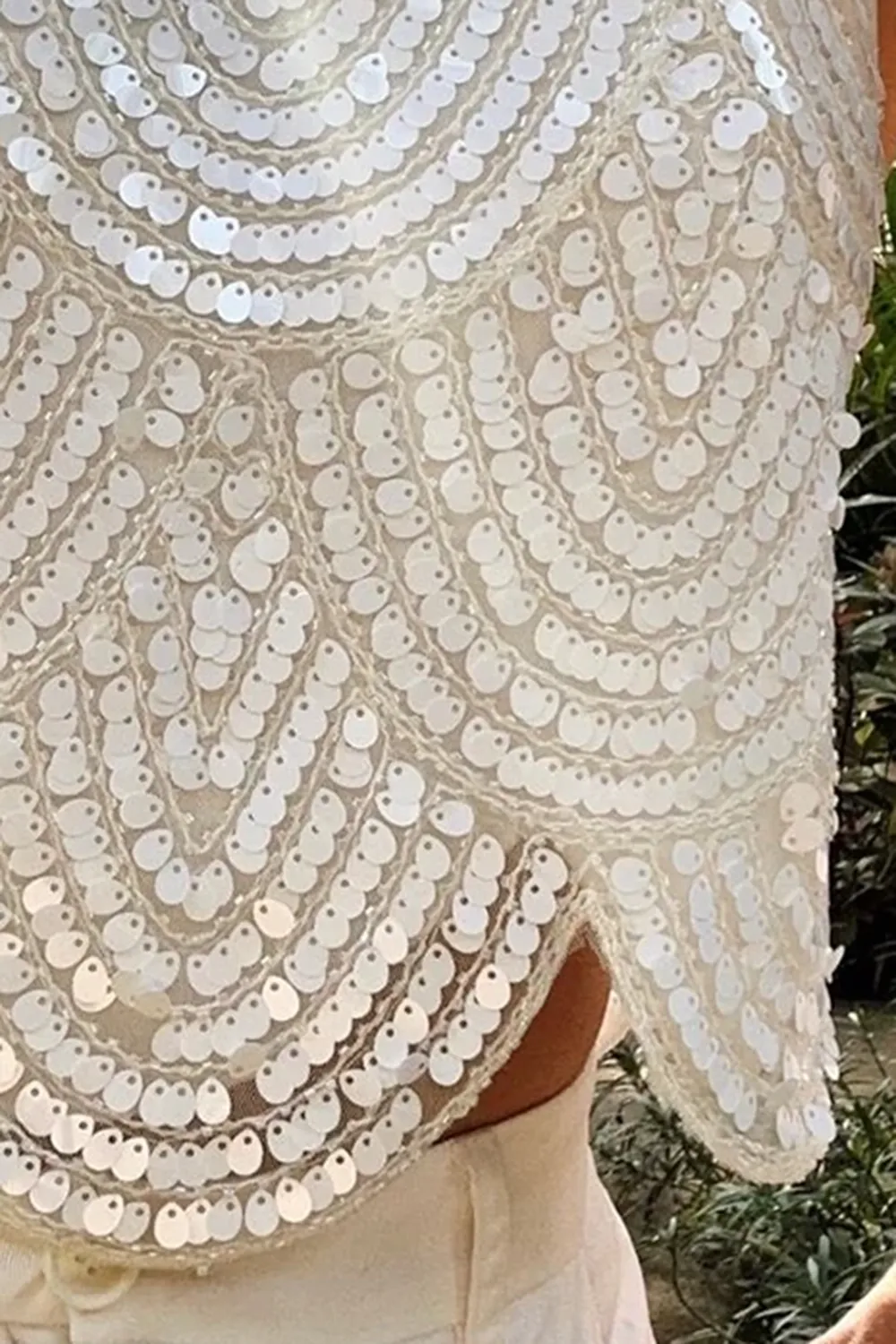 White Sequin Halter Tie Top