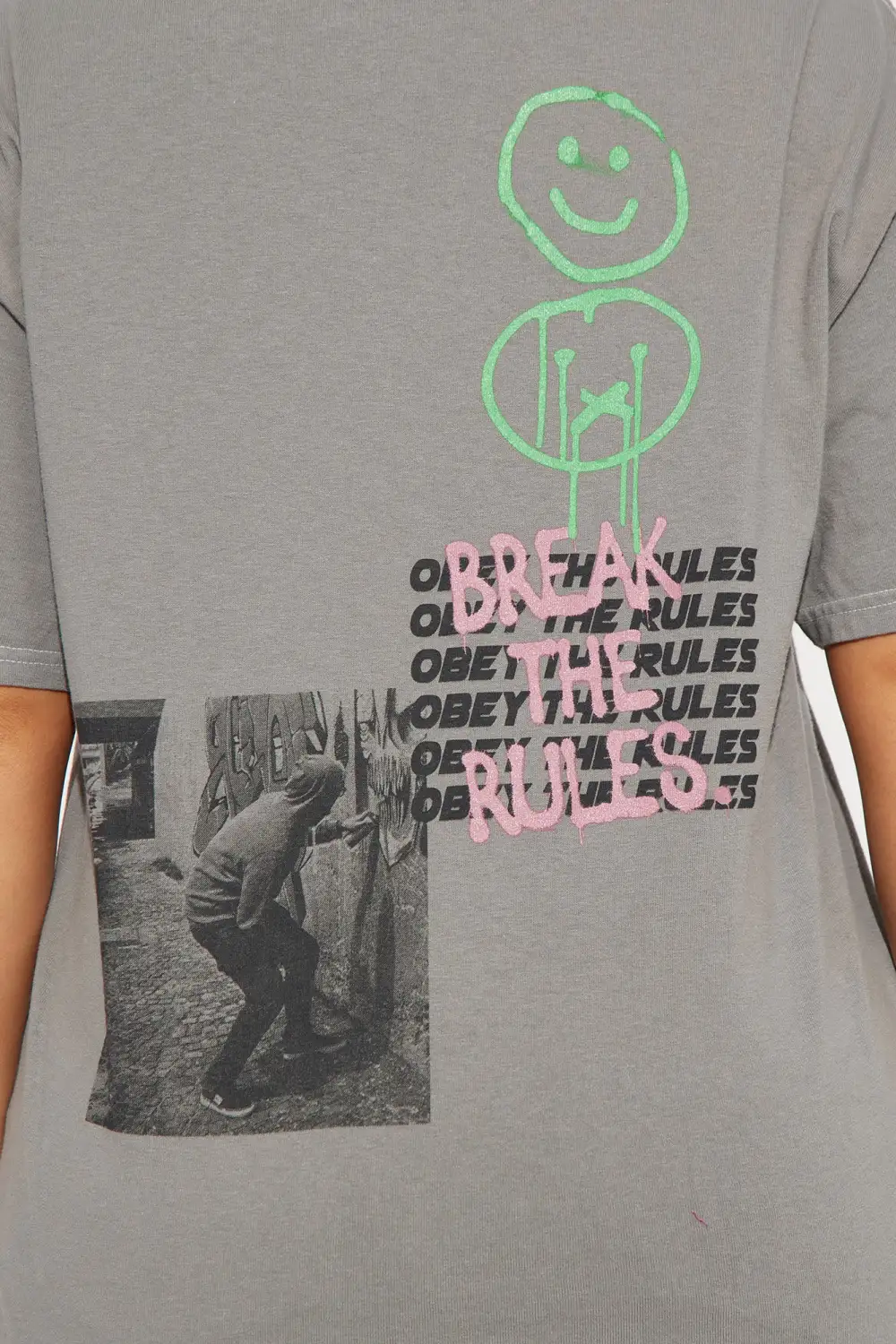 Chaos Has Come Front And Back Graphic Tee - Grey