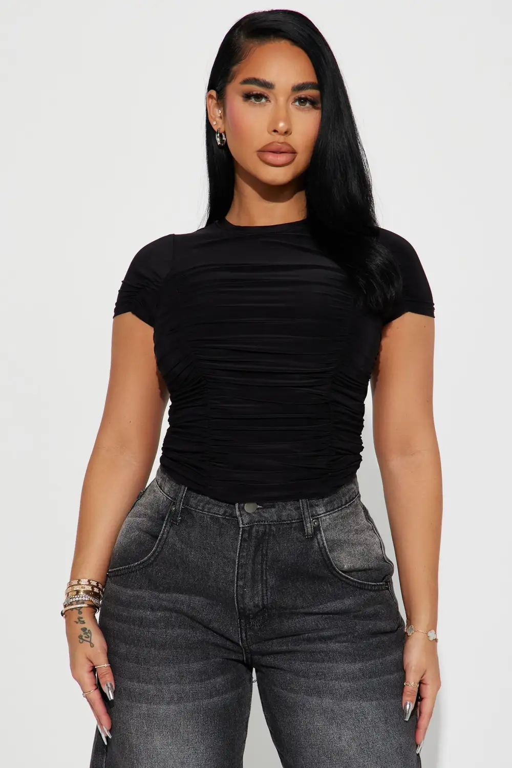 If Anything I'm Everything Ruched Top - Black