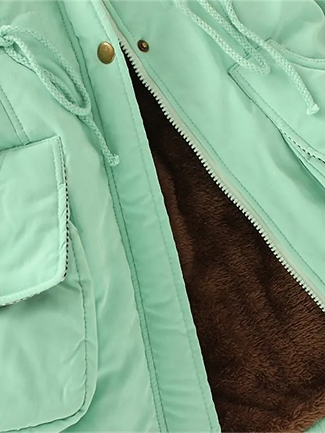 Women's Winter Coat Fleece Lined Parka Thermal Warm Windproof Puffer Jacket with Pocket Hooded Heated Jacket Fall Outerwear Drawstring Outdoor Street Fashion Casual Outerwear