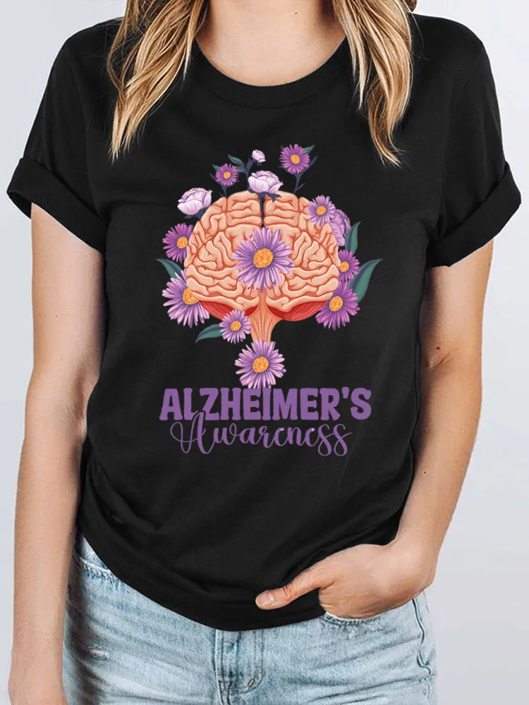 Women's I Will Remember For You Dementia Alzheimer's Disease Awareness Print T-Shirt