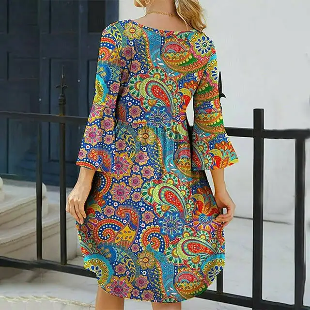 Floral Print Bohemian Dress