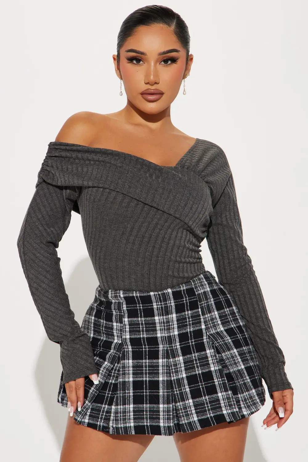 Effina One Shoulder Bodysuit - Grey