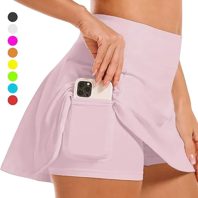 Women's Tennis Skirts Golf Skirts Breathable Quick Dry With Pockets Tennis Clothing Golf Apparel 2 in 1 Golf Tee Pocket Printed Summer Tennis Golf Badminton