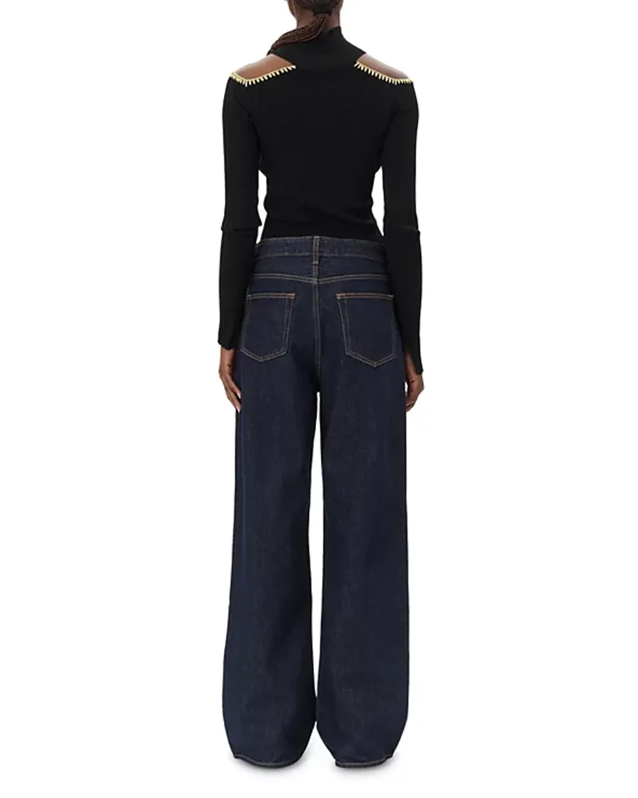 Belted Wide Leg Jeans in Rinse