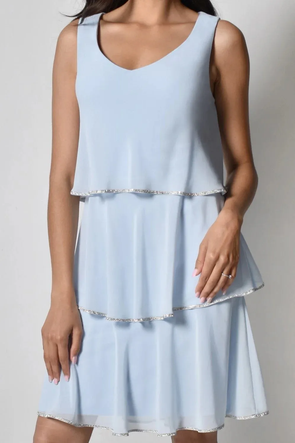 Light Blue Layered Sleeveless Dress