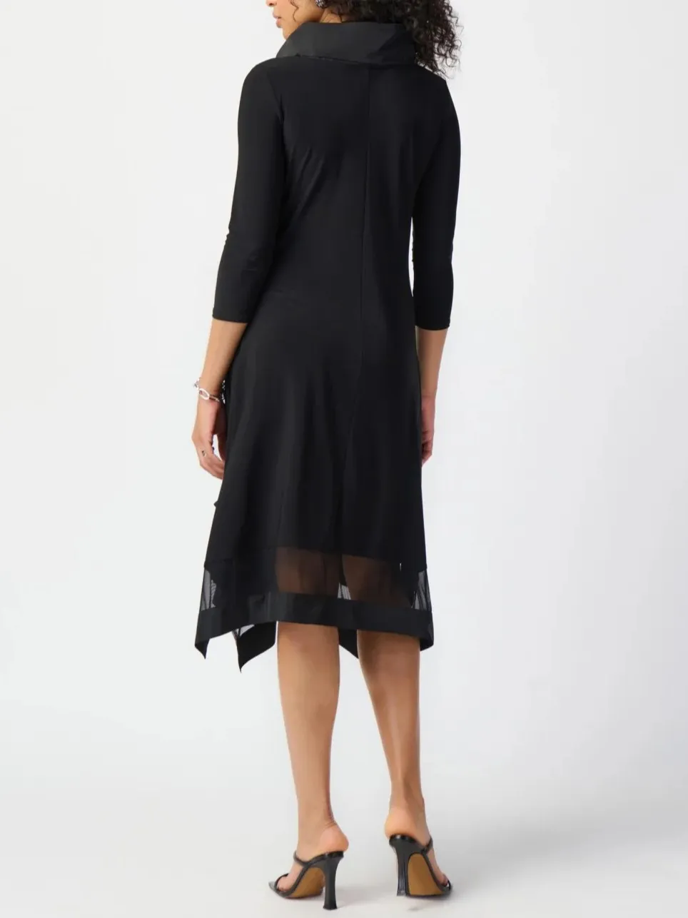 Black Asymmetric Hem Midi Dress