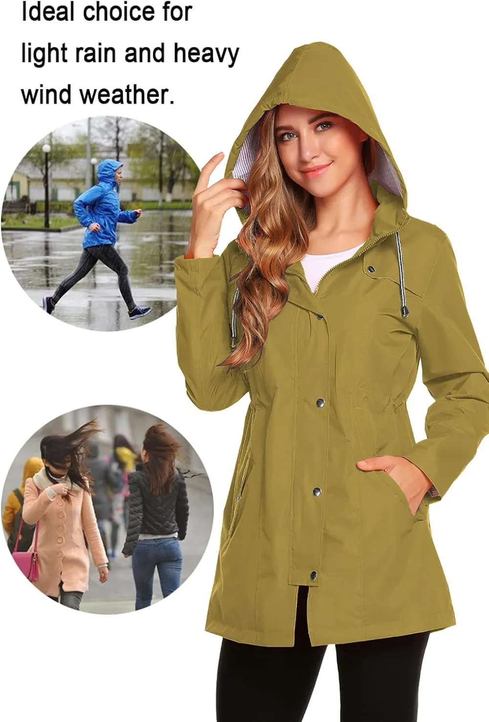 Womens Lightweight Hooded Waterproof Active Outdoor Rain Jacket S-XXL